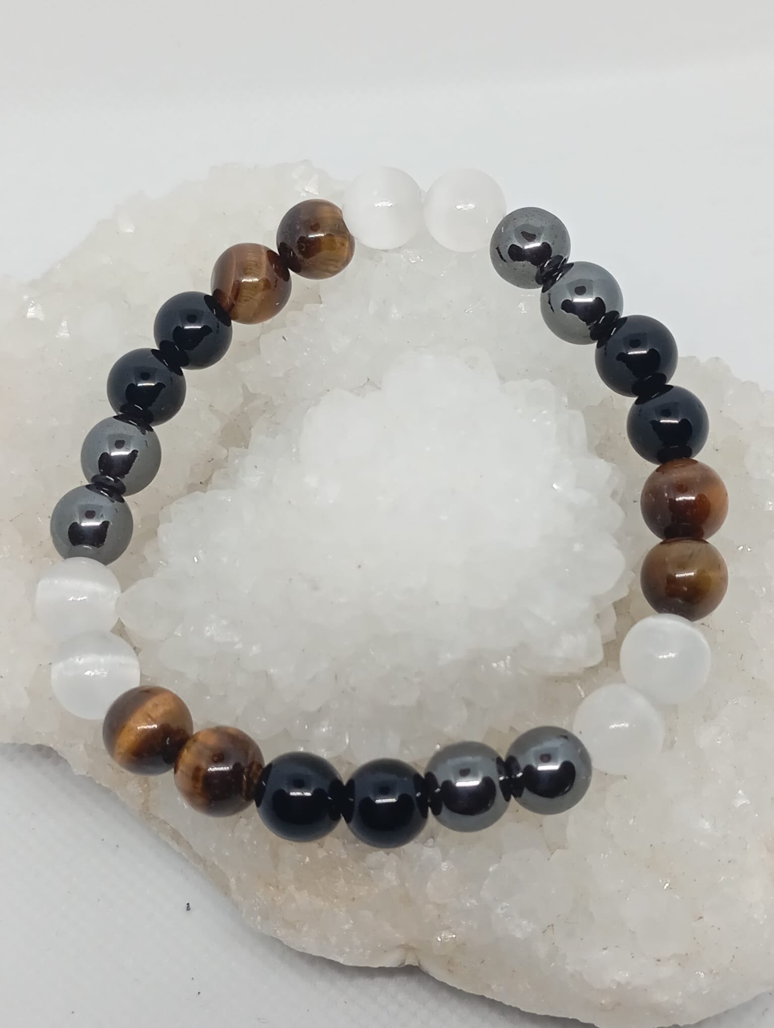 134 Pulseira Tripla Proteção com Selenite 8mm - Image 1