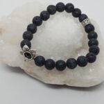 Pulseira Vulcanica e Flor Lotus 8mm