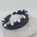 Pulseira Cabedal Howlite e Onix 6mm